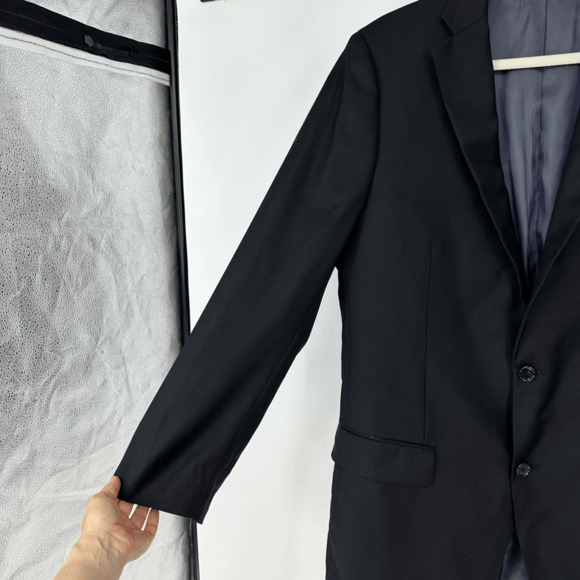 Indochino Mens Wool Newbury Sport Coat Blazer 44 Regular Black Two Buttons - Picture 10 of 14